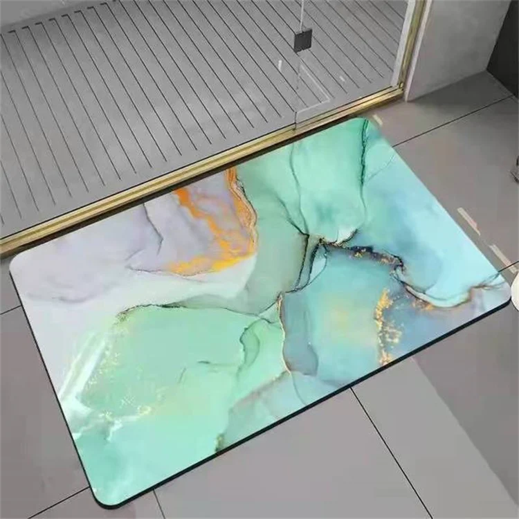 Marble Pattern Printing Quick Drying Bathroom Mat Home Decoration Absorbent Diatom Mud Bath Mat