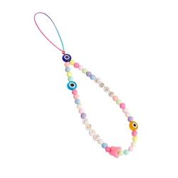 Zuowen 2021 popular HANDMADE Colorful Cute Smiley Face Fruit Pearl Clay Beads Phone Charm Strap Lanyard Wrist Strap Phone Chain