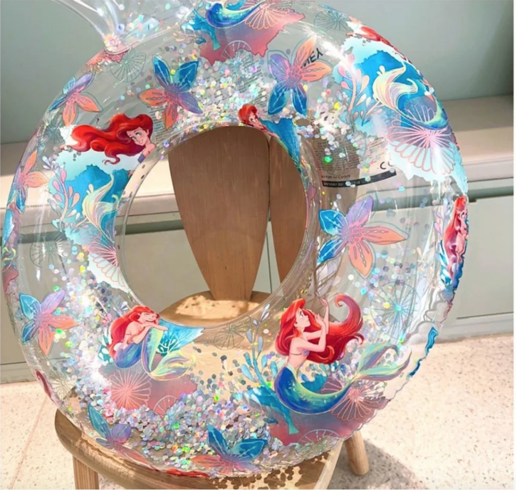 Summer Mermaid Tail Confetti Sequin Inflatable Pool Floats Swim Ring for Adults Swimming Pool Beach Party Water Toys