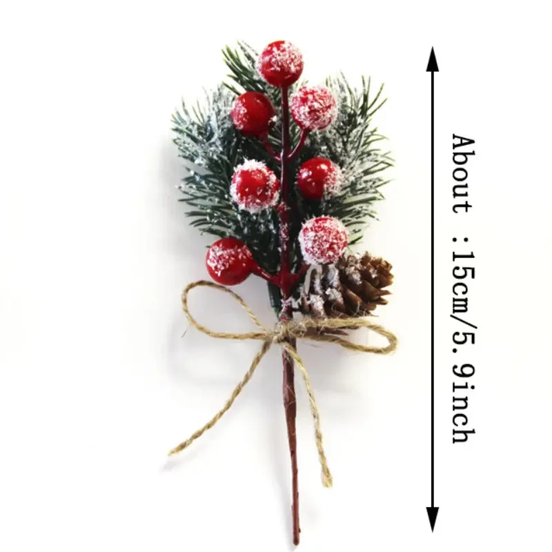 New Design Christmas berry pine needles decorated with snow rope red berry bouquet