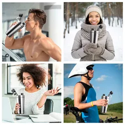 Double wall insulation 304 stainless steel vacuum flask exercise fitness protein shaker bottles water jug