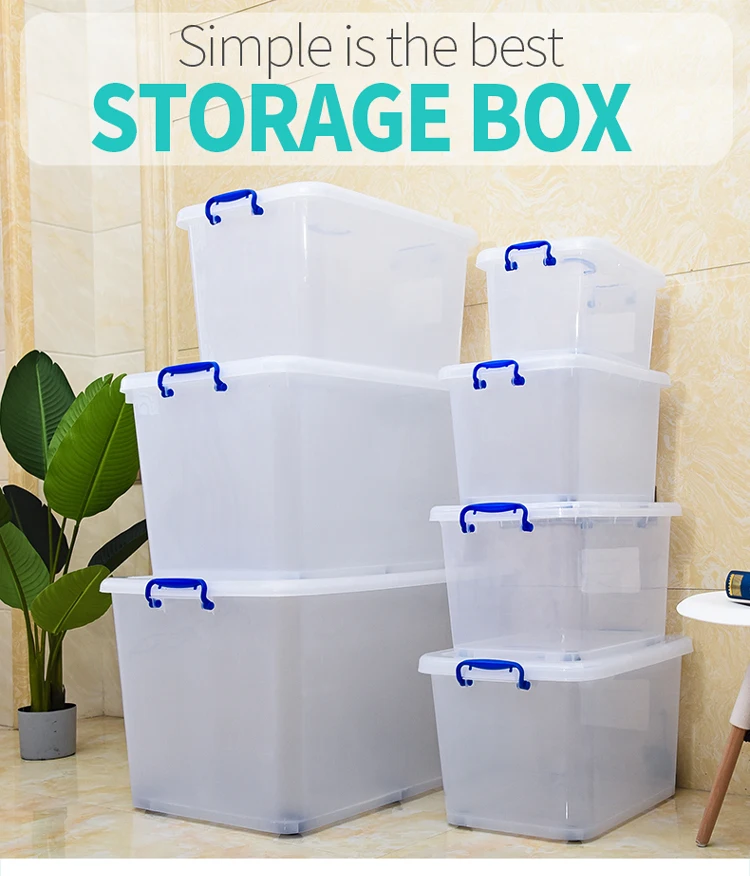 
Customized Home PP Bin Container Clear Transparent Plastic Storage Box with Lid 