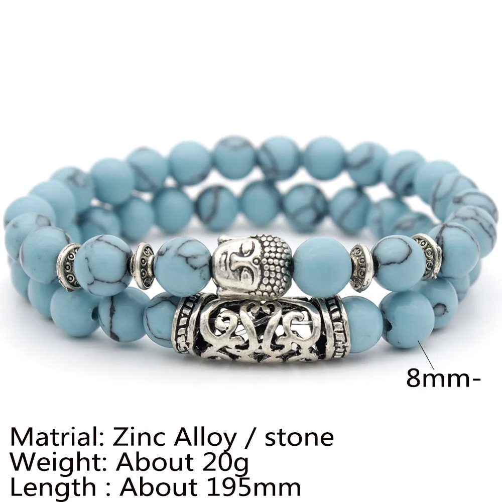 Fashion Bracelet with Multi Circle Bead and Volcano Rock Buddha Head Stone Popular Pearl Jewelry for Europe and America Gift