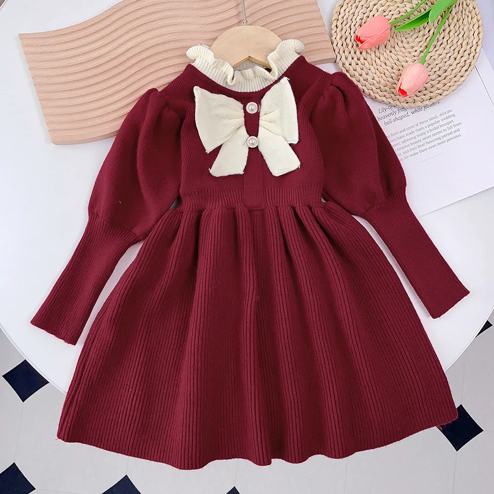 Autumn new baby girl red pink long sleeve doll Girl dresses casual cute girls princess dress