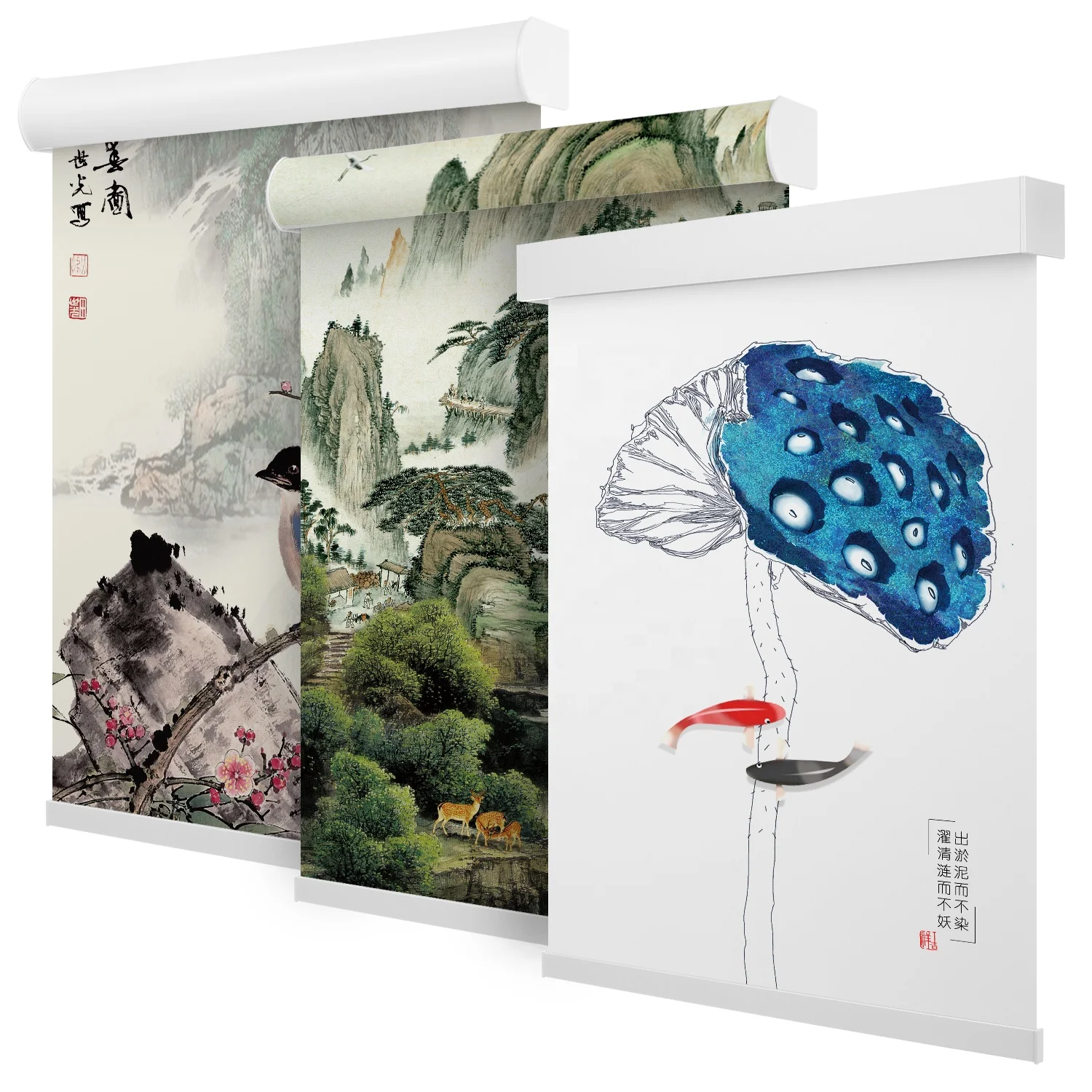 painting by Photo To Custom Chinese Painting Art Roller Blinds Fengshui Decor printed blinds for Living Room Bedroom Decoration