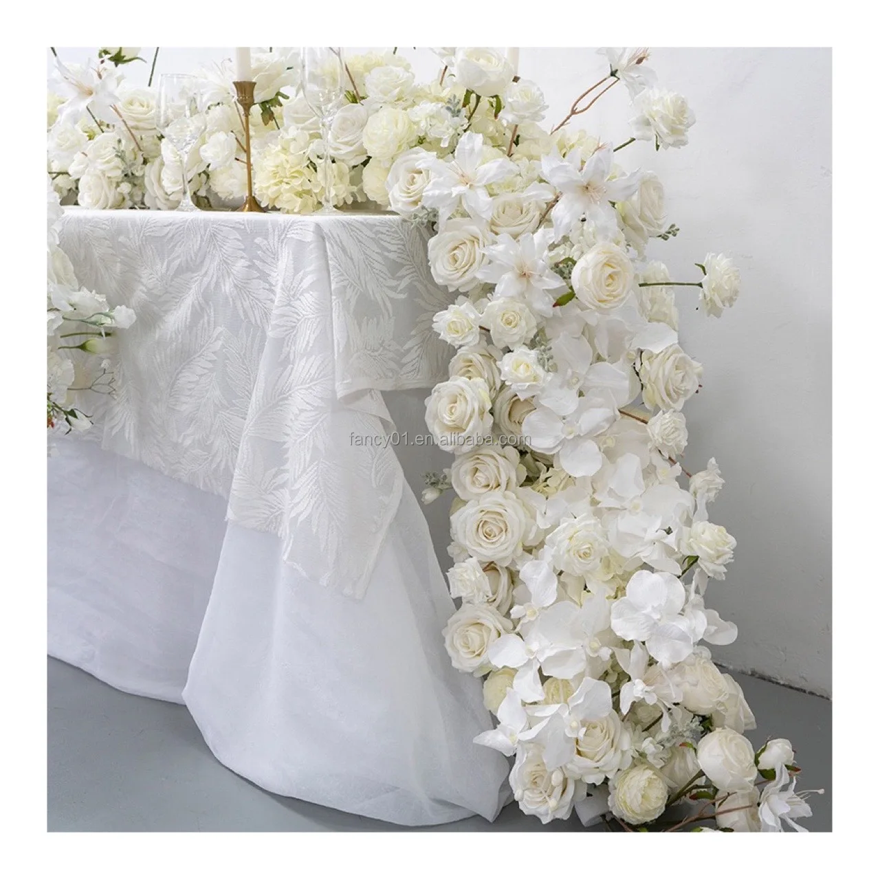 Artificial wholesale flowers table runner for wedding Floral Table Runners