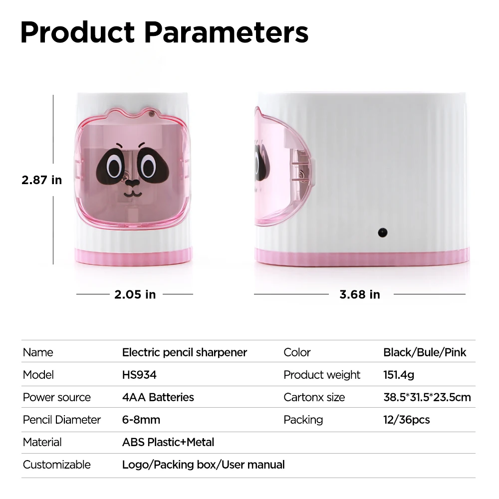 School Office Supplies Huisheng Wholesale Cartoon Animals Plastic Pencil Mini Cute Electric Pencil Sharpener