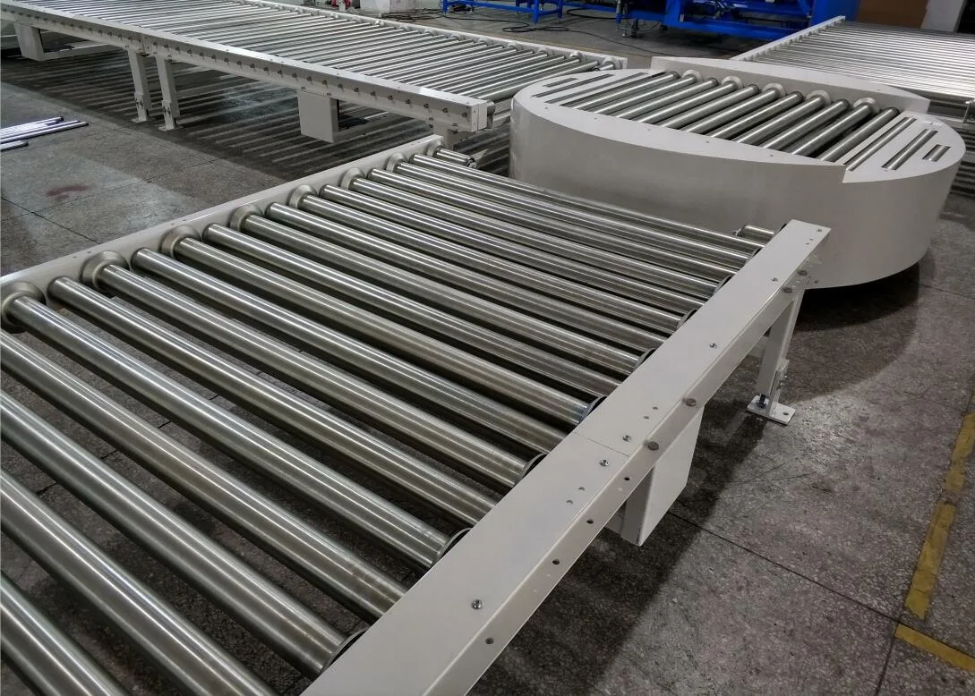 Heavy-Duty Industry Powered Pallet Handling Roller Conveyor System, Pallet Chain Drive Live Roller Conveyor