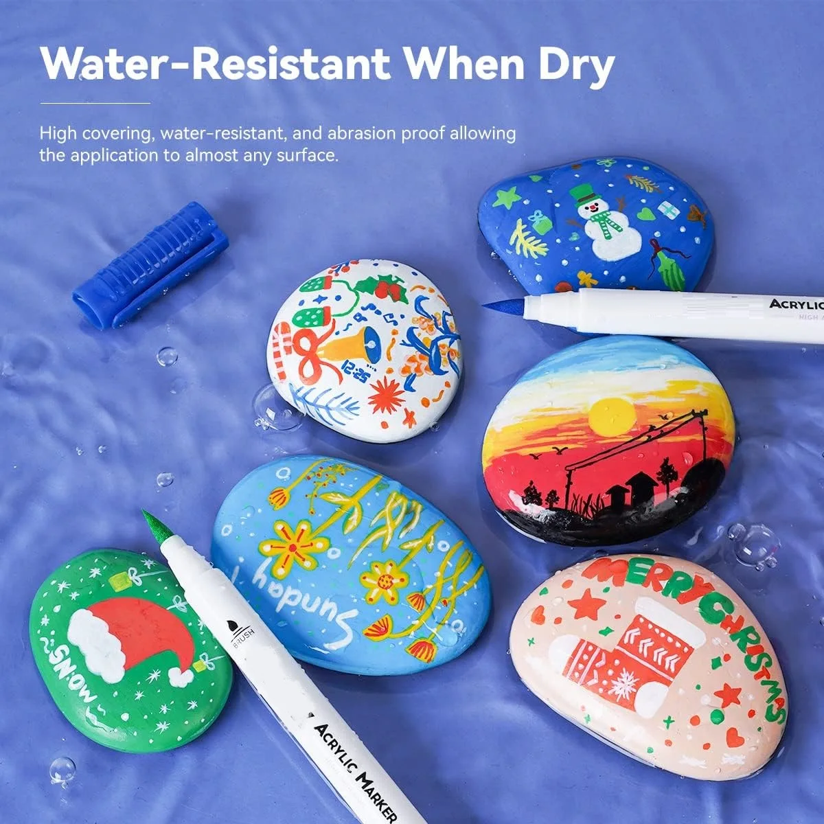 Bright 30 Colors Acrylic Paint Pens Extra Soft Tip Easter Egg, Summer, Christmas