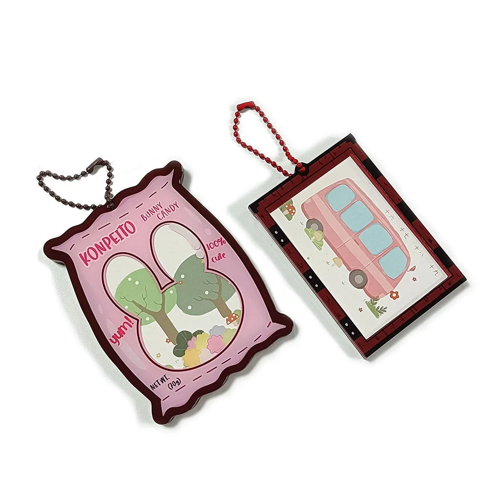 Custom Fashion Design Open Acrylic Shaker Charms Double-Printed Keychain with Paper Inside