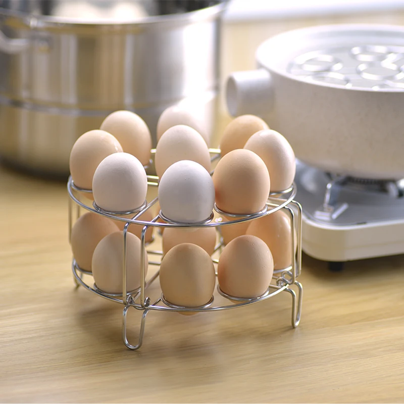 Double Layer Stainless Steel Egg Steamer Rack Two Tiers Metal Egg Holders