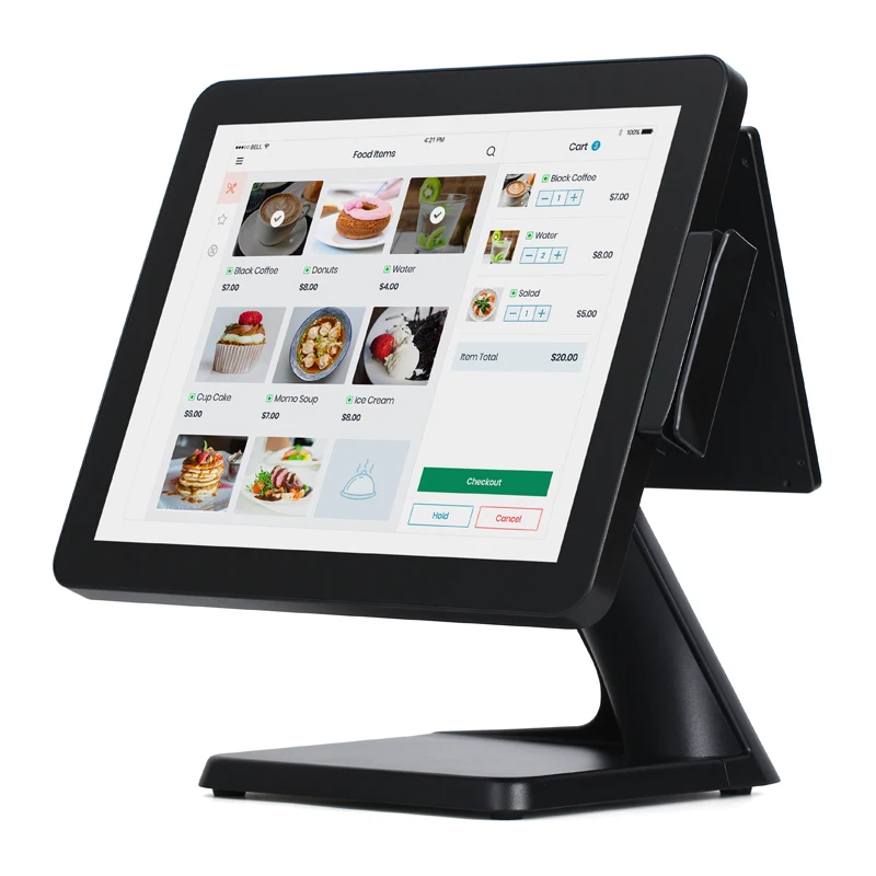 NEW ARRIVAL Electronic Cash Register Dual Screen 10 Points Capacitive Touch Screen All in One POS System