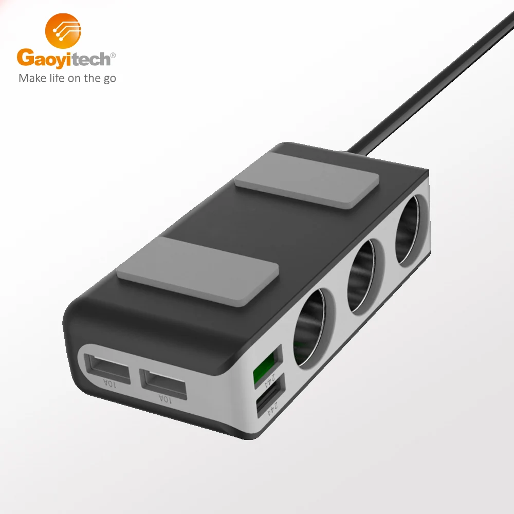 Gaoyi Best seller 4 USB Fast Car Charger Socket 3 Car cigarette lighter Splitter In Car Accessories