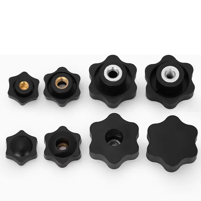 M4 M5 M6 M8 M10 M12 Plum Bakelite Hand Tighten Nuts Handle Thread Star Mechanical Black Thumb Nuts Clamping Knob Manual Cap Nuts