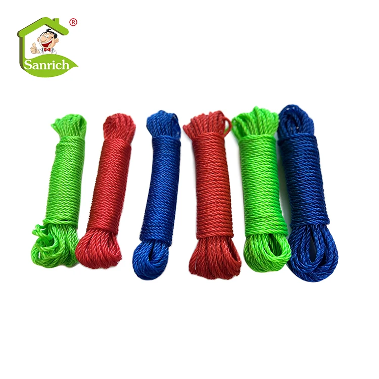 Made in china Mixed color clothesline 20m PP braided rope for wholesale