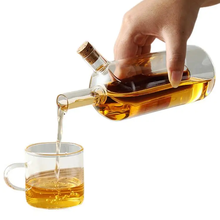 High Borosilicate Glass 2 in 1 Kitchen Seasoning Bottle Soy Sauce Vinegar Dual-Purpose Seasoning Bottle Gravy Boat