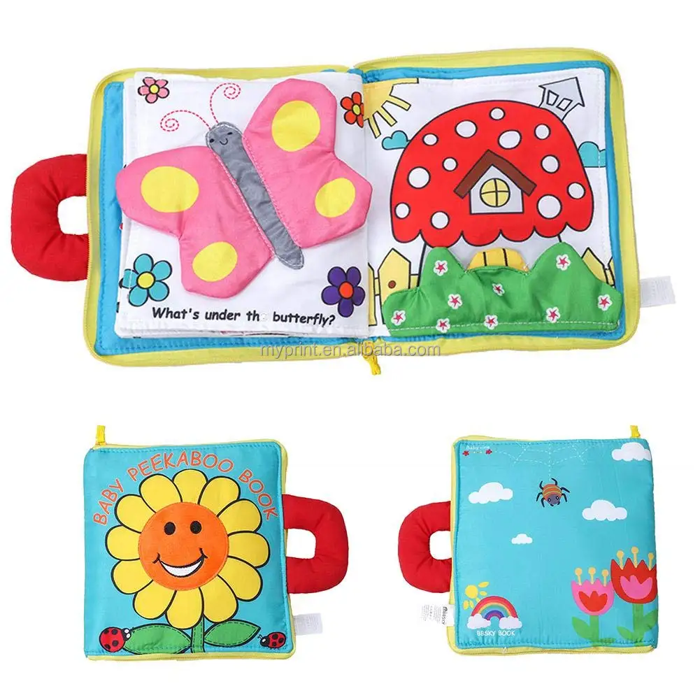 High Quality Customize Handmade Fabric Safty Early Education Bendable Washable Soft Baby Cloth Book