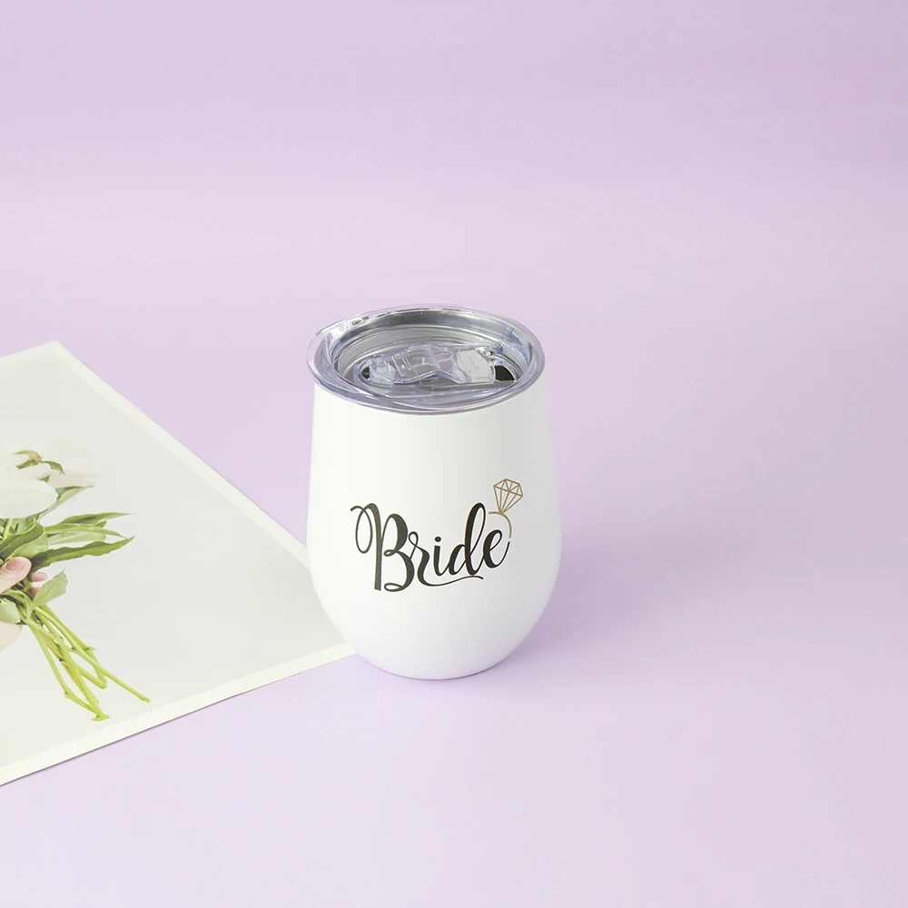 WIDEAL 12oz Bride White Tumbler Eye Sleep Mask Socks Makeup Bag Towel Bracelet Wedding Gift Set