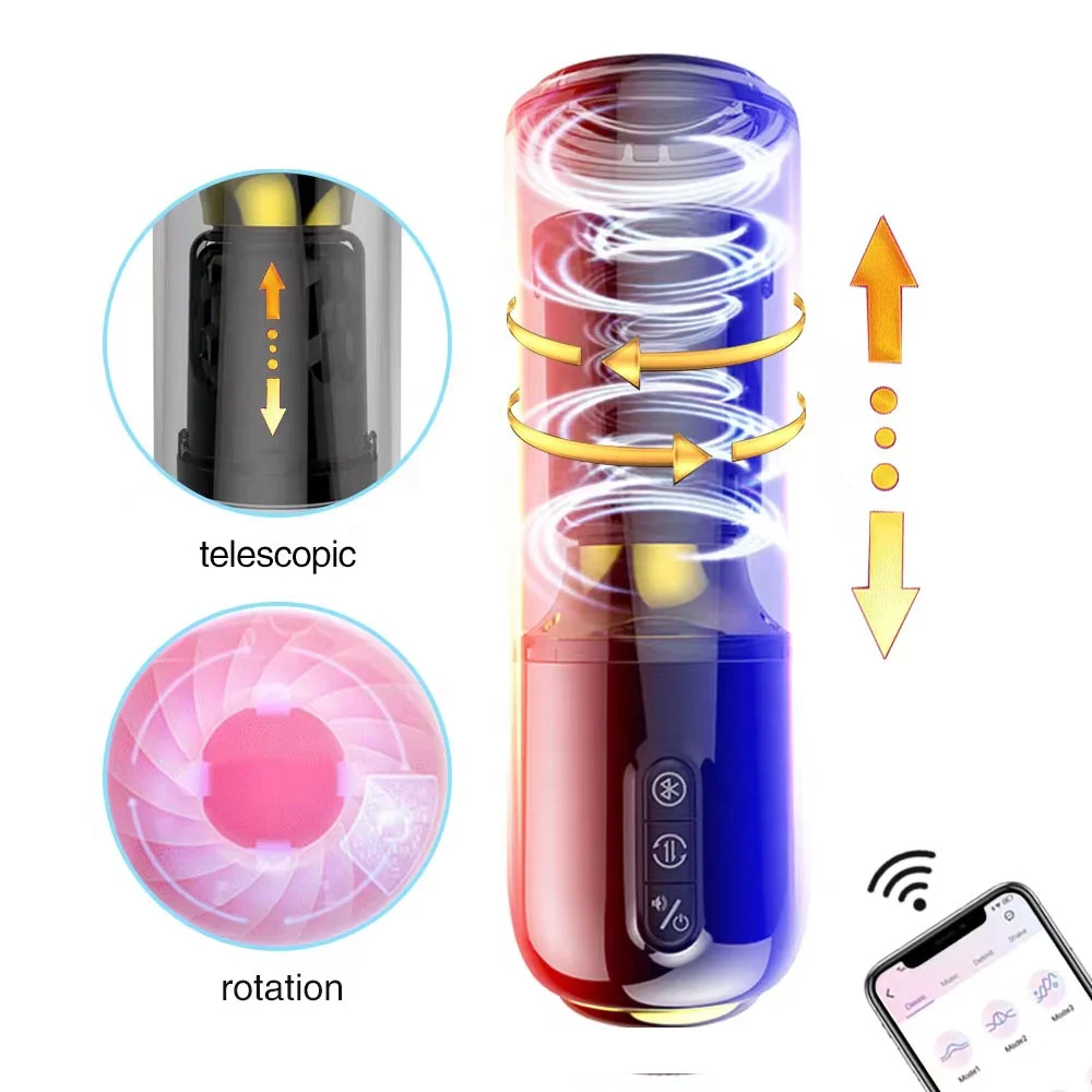 Popular APP Automatic Sucking Masturbator Vagina Masturbation Telescopic Rotating Aircraft Cup Masturbation Cup Sex Toy For Men