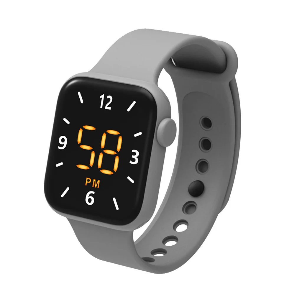 Square Child Number Watches Sports Fashion  LED Electronic Wrist Watches