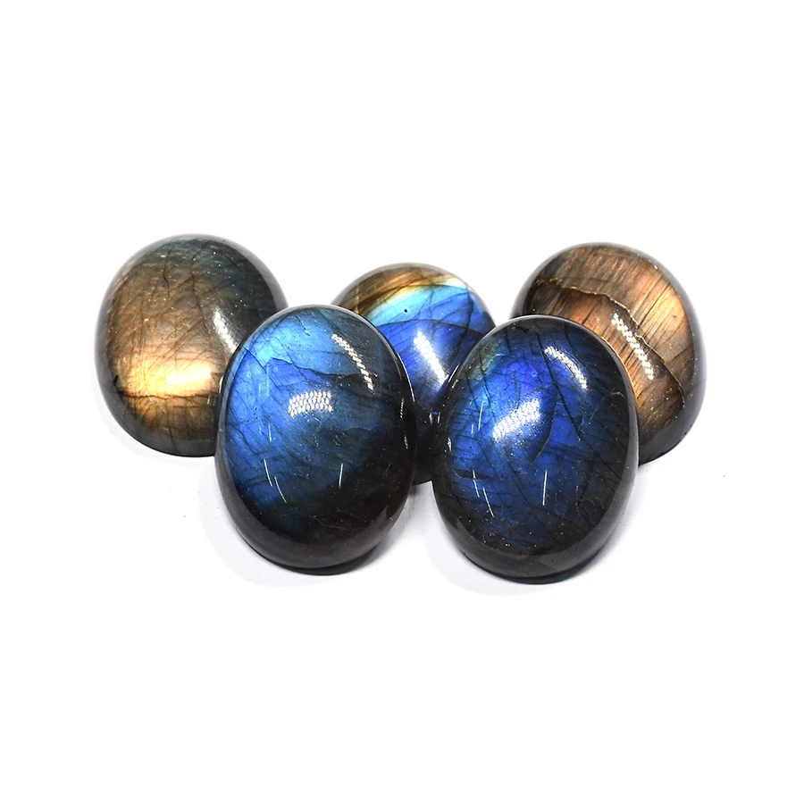 Natural Labradorite cabochon Polished customized Smooth Blue Fire Loose Gemstone cut Oval Healing Stones Shiny Labradorite