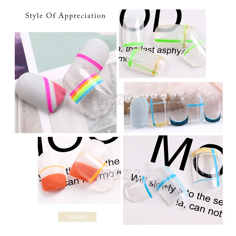 TSZS New Design Wholesale Nail Art Decoration 3D Decal Stickers Fluorescence Effect Self-Adhesive Nail Line Tape Nails Jewelry