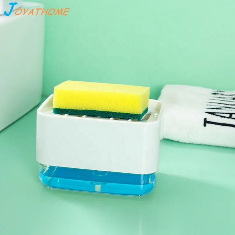 Kitchen Sink Counter Soap Dispenser Sponge Caddy Holder Dish Washing Soap Dispenser Dishwashing Brush Soap Liquid Box