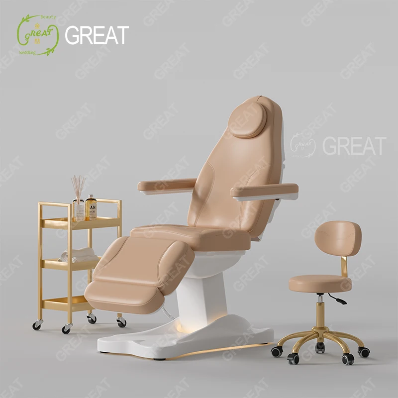 New Design Saloon Furniture Medical Treatment Facial Spa Bed 3 Motors Electric Grey Massage Massage Table Bed and Chair Set