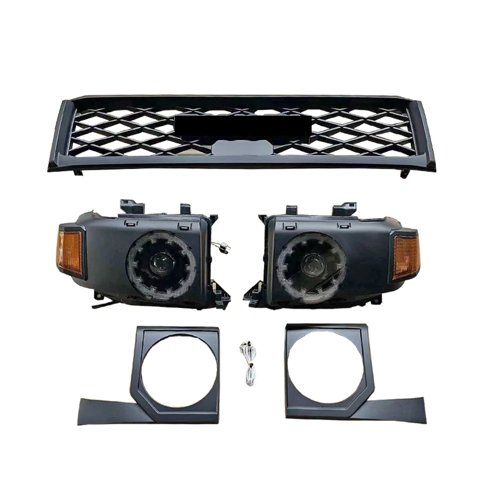 Upgraded Body Kits Front Grille Headlights For Land Cruiser 70 76 79 Accessories  LC79 LC78 LC76 HZJ76 07-23 Upgrade To New