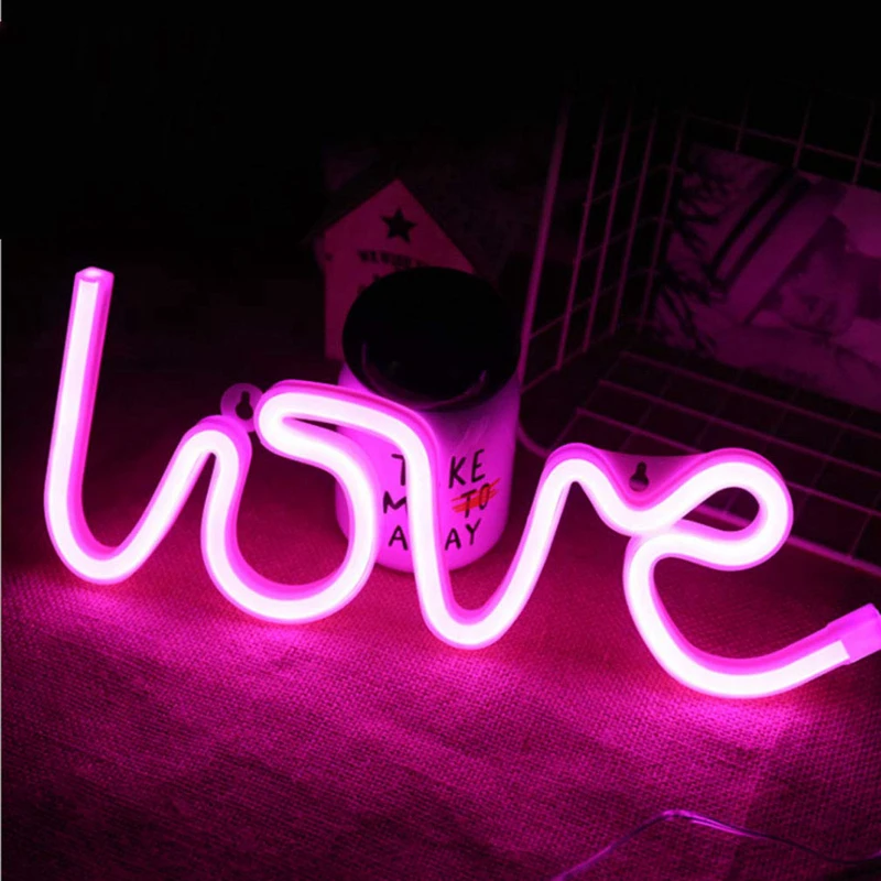 OEM ODM Love 3D светодиодные неоновые вывески, акриловые свадебные вывески, день рождения, настенные домашние украшения, USB батарея, электронная вывеска