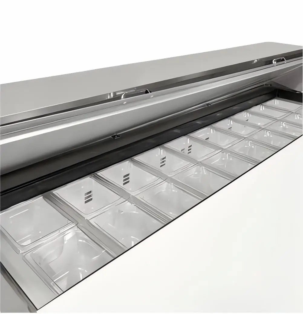 Single-Temperature 4-Door Salad Pizza Counter Refrigerator/Chiller/Freezer for Bar & Kitchen Display Cooling Cooler