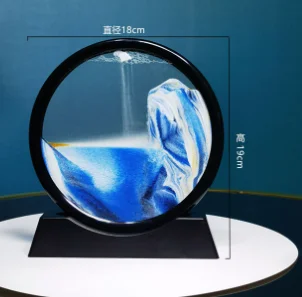 7/12inch Round Quicksand Painting 3D Hourglass Moving Sand Picture Home Decoration Ornament