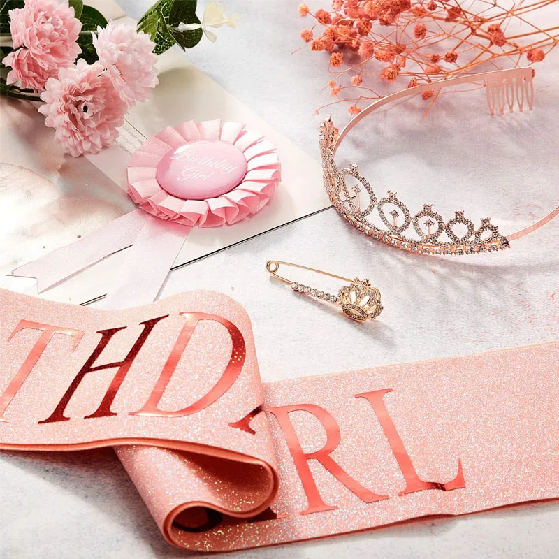 Happy First Birthday Party Hats Birthday Crown Princess Crown 21st Year Old Number Baby Kids Hair Accessory