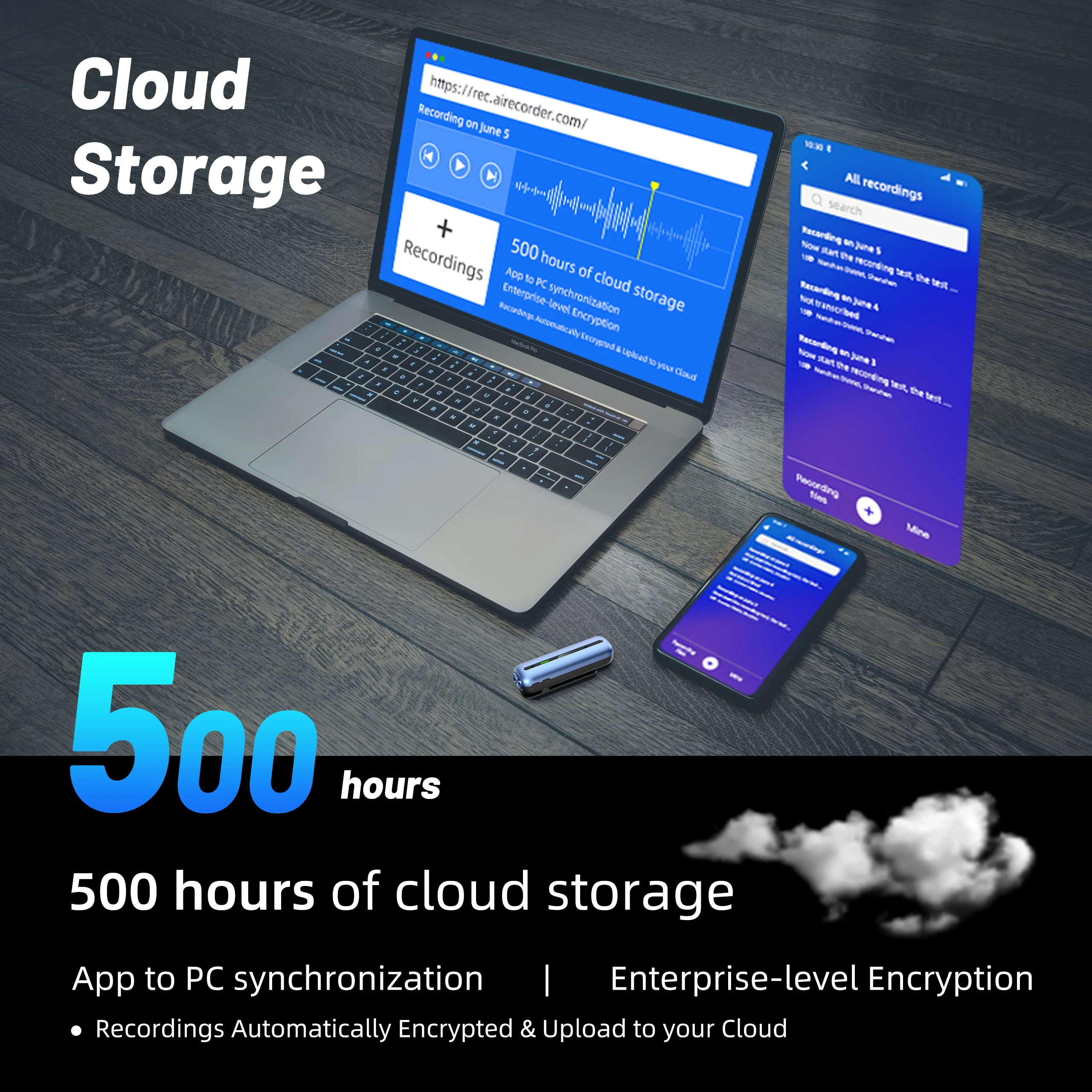 Wooask S01 Smart Translation Recorder Digital  Voice Translate Recording Translator  Pen 16GB Capacity 500 Hours Cloud Storage