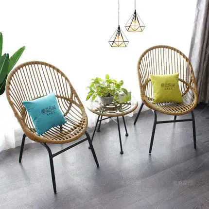 Hot cheap outdoor modern rattan chair PE wicker iron Bistro set 3pcs