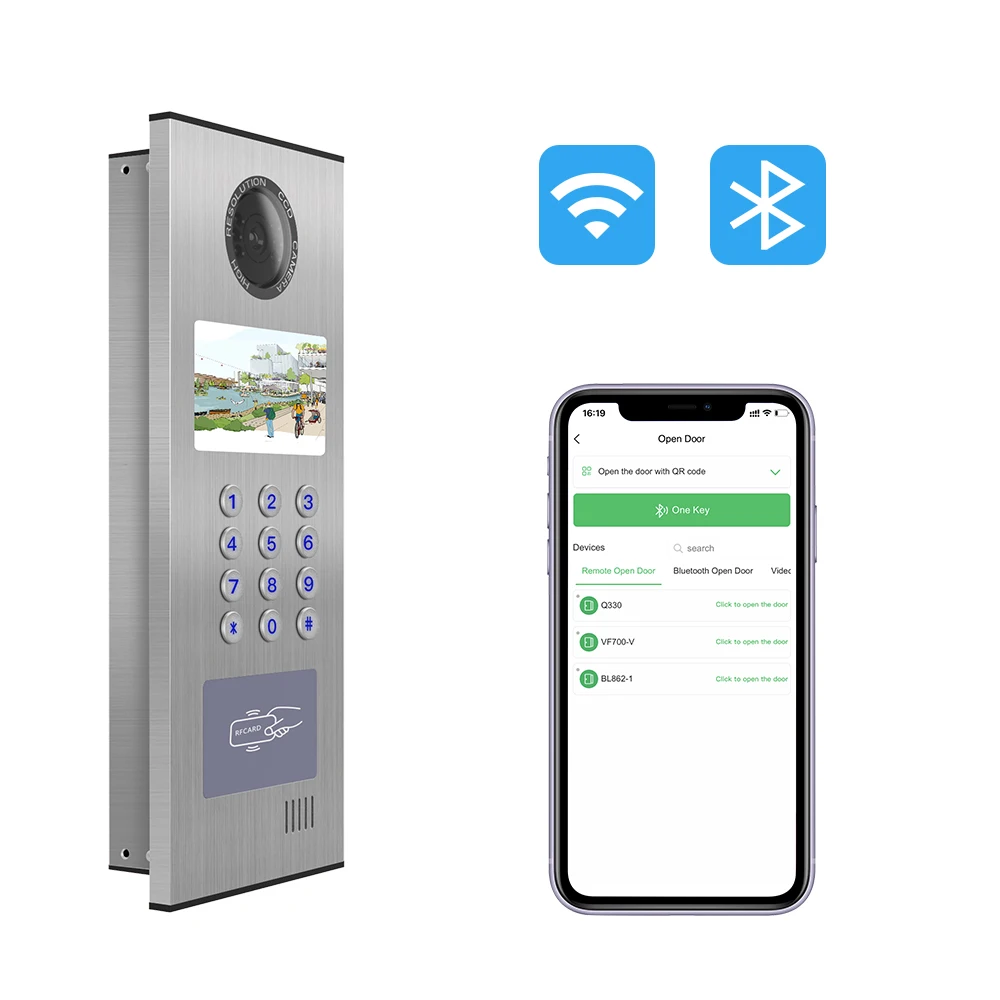 4.3 inch advertising screen Ethernet cable /4G SIP Video Door phone Intercom remote mobile app apartment door access control sy
