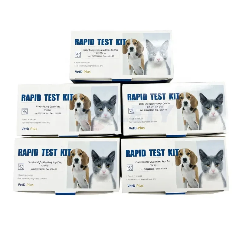 Wholesale Factory price Quick Diagnosis Veterinary Rapid Test Kit box For Pet Clinic TOXO Ab CDV CPV FIV-FELV EHR-LYM-ANA-CHW