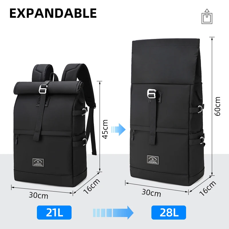 KOOGER Waterproof 15.6 inch Rolltop Laptop Backpacks School Bags with usb Daily life for Business College Travel