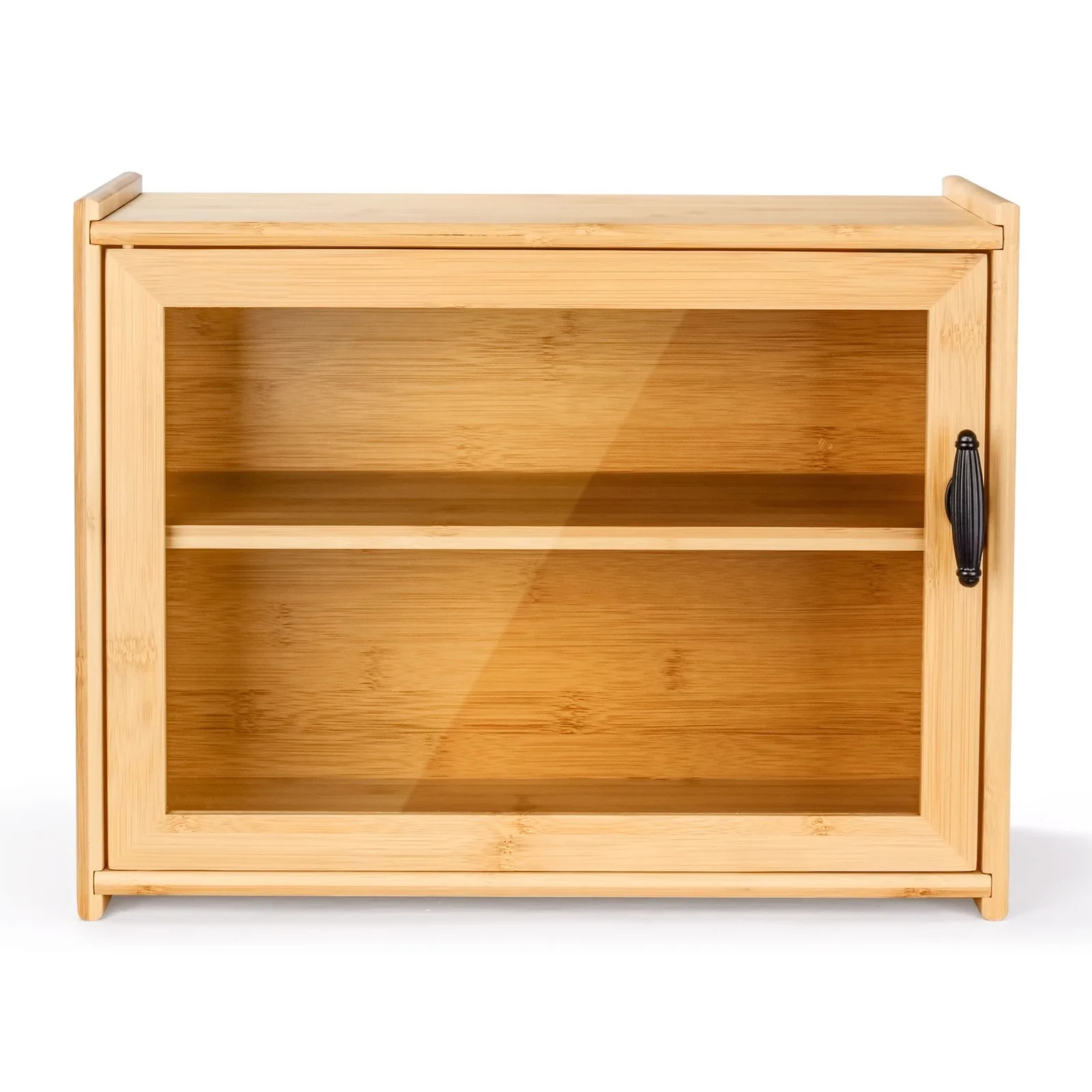 Natural Bamboo Bread Bin,Double Layer Bread Box with Cutting Board Clip and Door