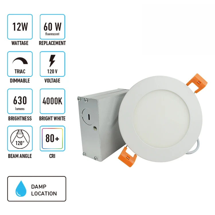 Etl 110-120V  Dimmable Thin Fit Smd Led Recessed Wafer 6 Inch 4 Inch Ceiling Slim Panel Led Pot Light