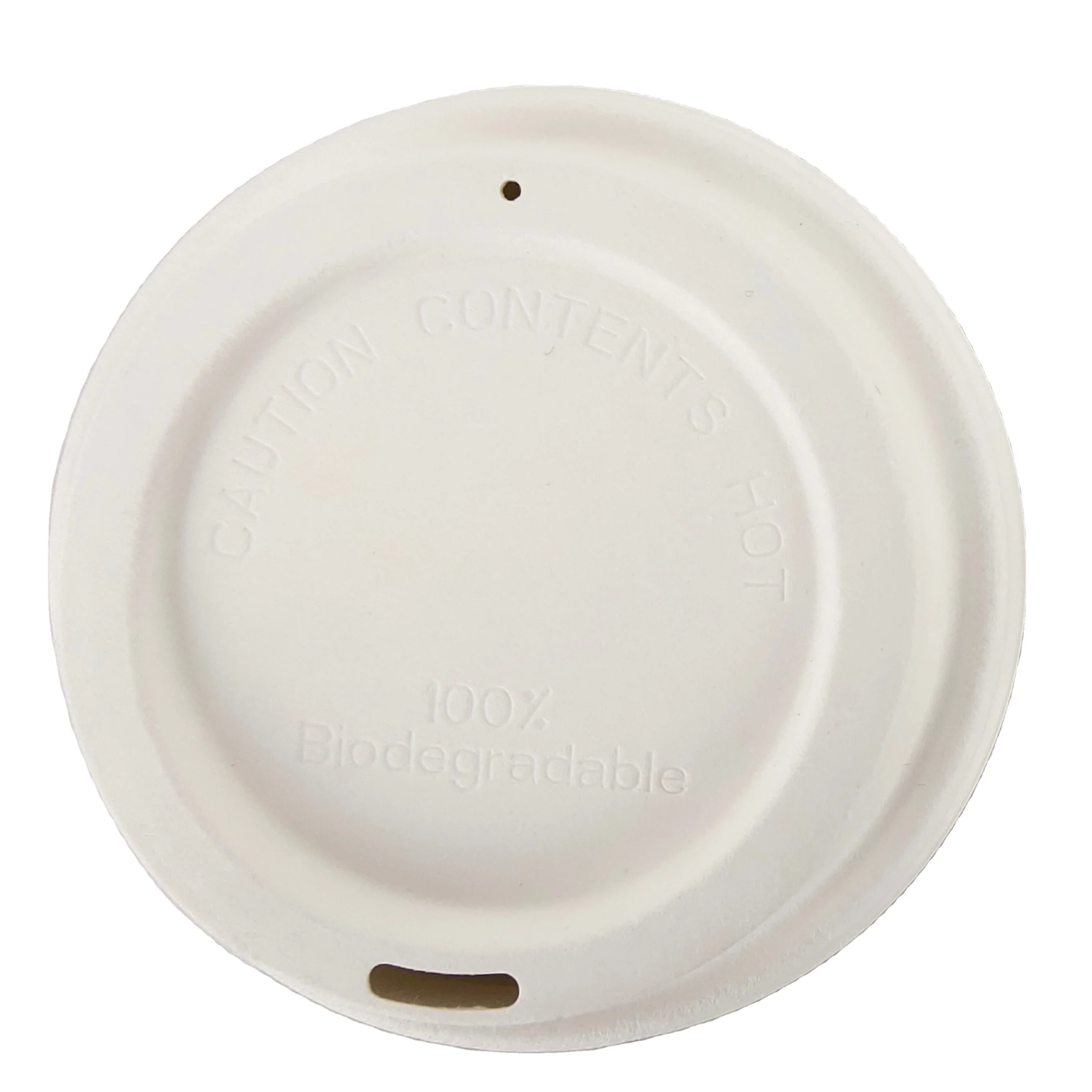 90mm Disposable Bagasse Pulp Compostable Biodegradable Paper Coffee flat cup lid for  bamboo pulp  cup