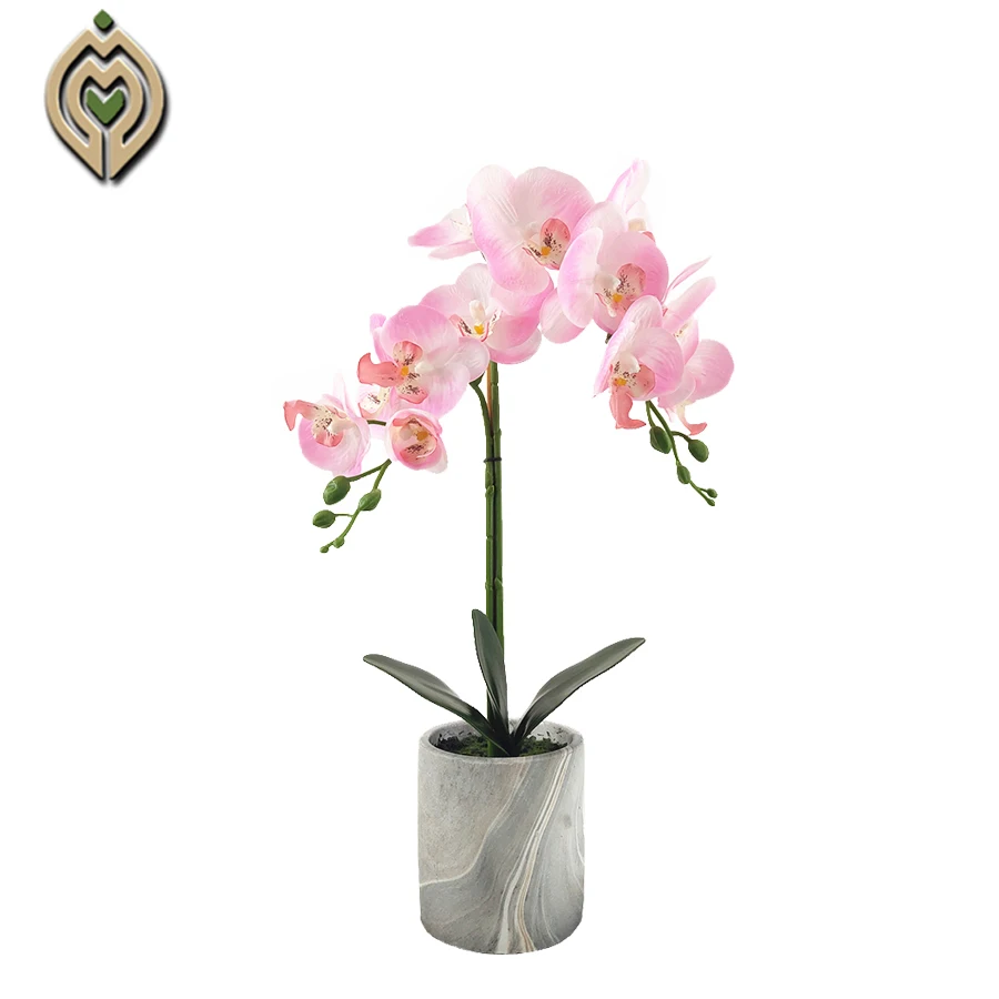 Artificial simulation colorful Orchid Flower plants with pot decorative Butterfly Phalaenopsi Orchid greenery