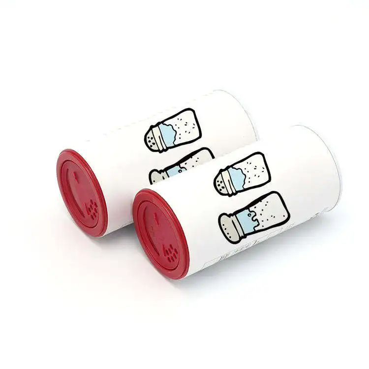 Free Sample Glossy Laminated Round Kitchen Spice Paper Jars Lightweight Tube Packaging with Plastic Shaker Lid Sugar Cookies