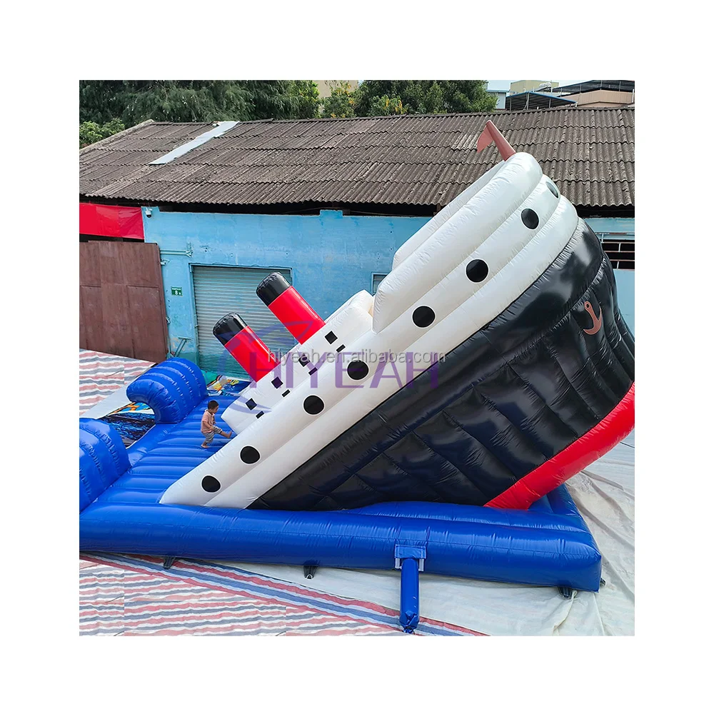 High Quality PVC Tarpaulin Inflatable Titanic Slice Inflatable Boat Slide Commercial