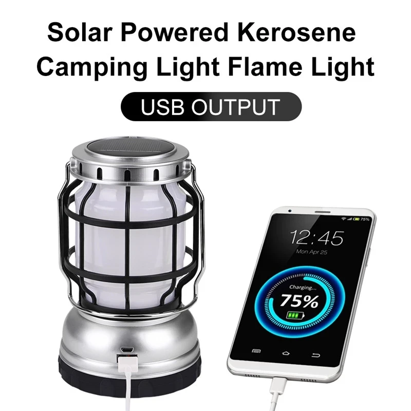 Retro Solar Lamp Hook Large Rechargeable Hanging Dimming Camping Lamp Rechargeable led Horse Lantern