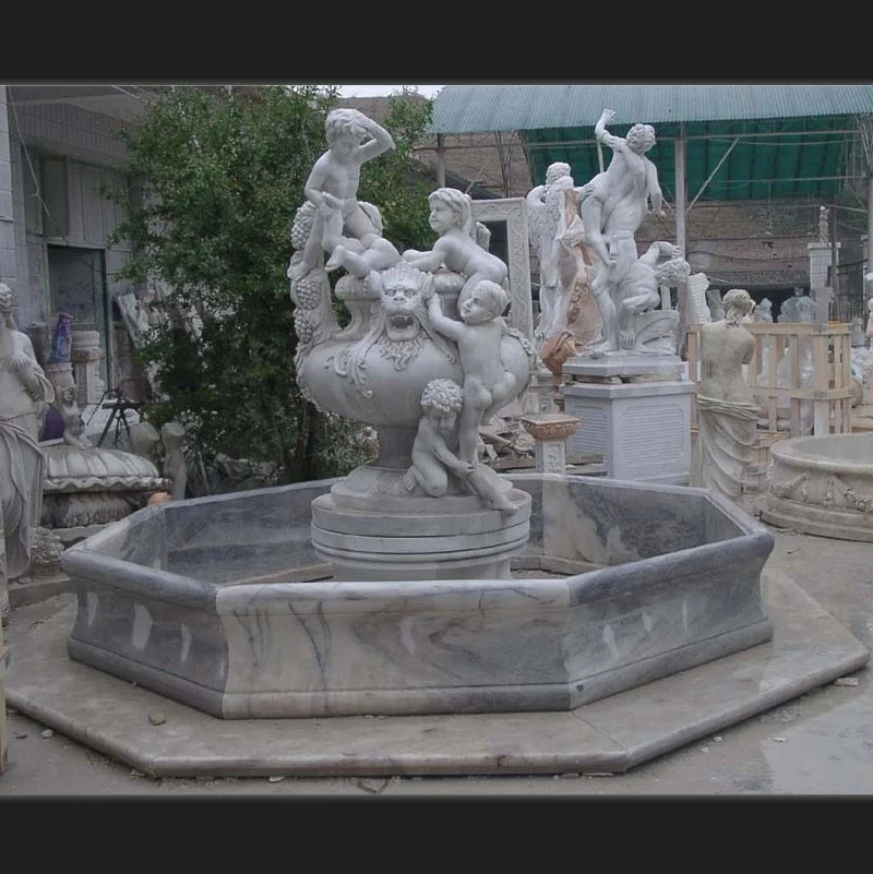 Garden Decoration White And Red Marble Garden Water Famale Lady Statue Fountain In Stock
