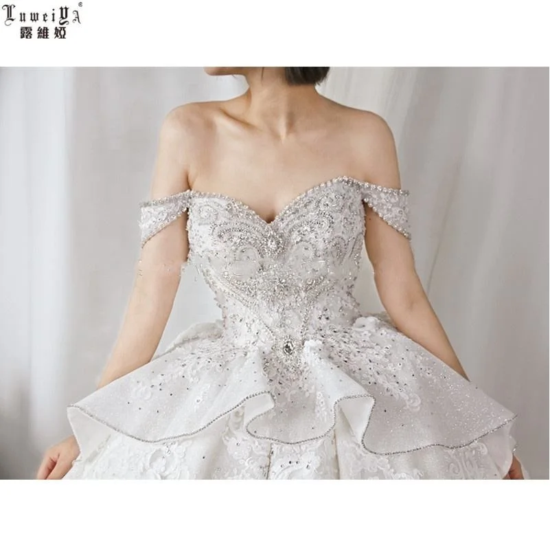LUWEIYA Fashion Wholesale Color Brides Maid  Starry Sky Sexy Korean Wedding Dress Plus Size Custom Wedding Dress For Women