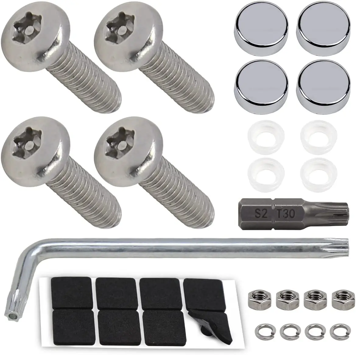 Anti Theft License Plate Screws-Black Screws for Locking Car Tag, Frame and Cover, Mounting Hardware Kit for Front/Rear