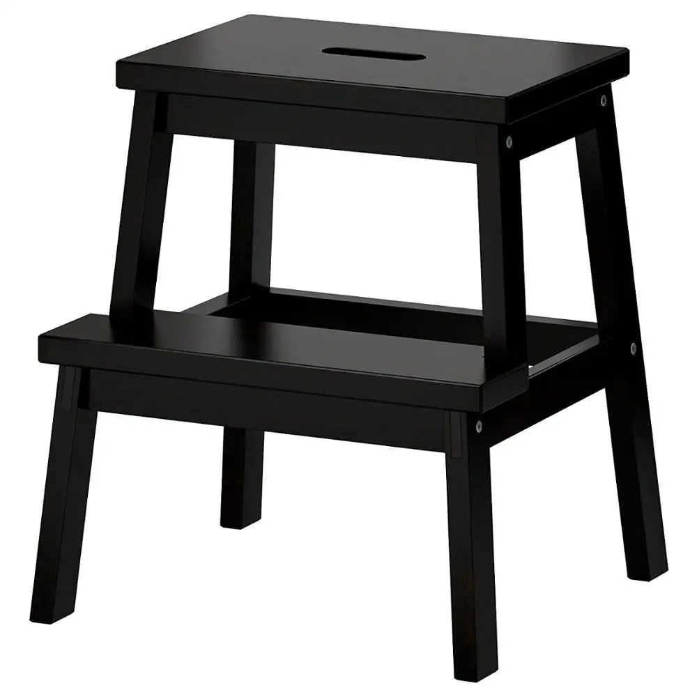 Bamboo Step Stool Child Bench Working Chair Black