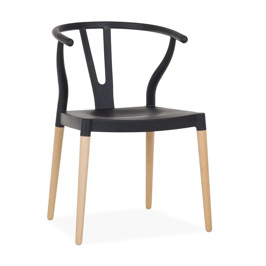 Silla Wishbone for Cafe Kitchen Classic design beech wood leg armrest plastic seat dining chair